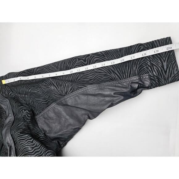 Vtg 80s Pelle Men's Small Leather & Suede Black Zip Moto Zebra Print Jacket - Picture 8 of 12